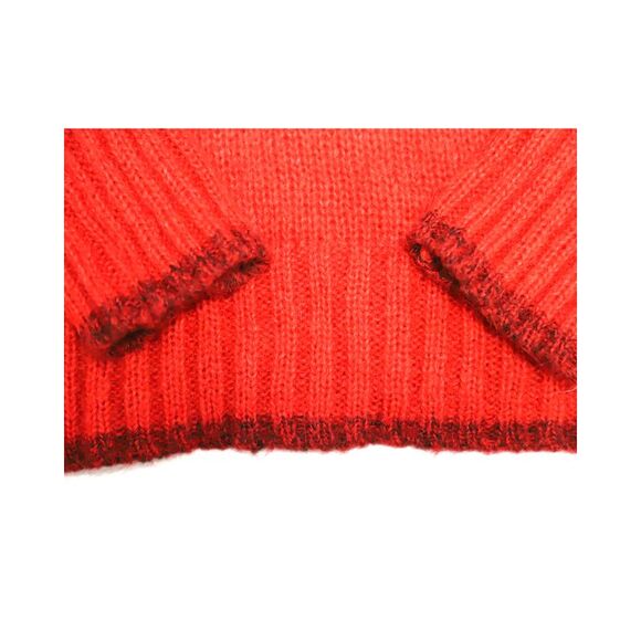 Maje Roundneck Knit Sweater in Red Wool Mohair - Picture 6 of 9